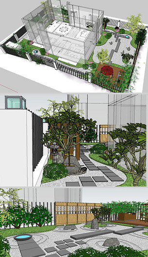 日本小庭院景观设计模型 编号18686870——景观小品与庭院设计精粹