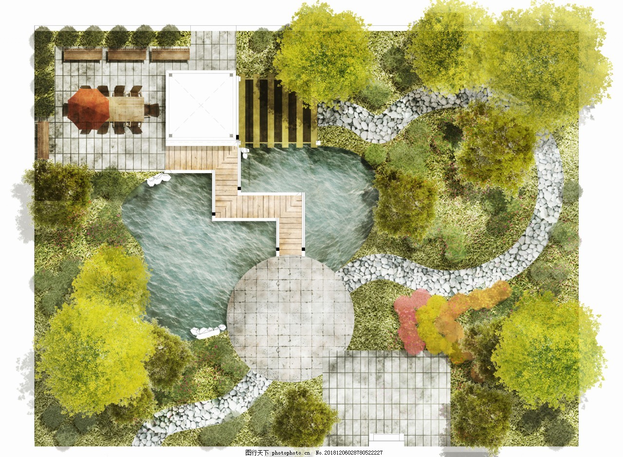 庭院设计彩色平图 实用与美学的完美结合