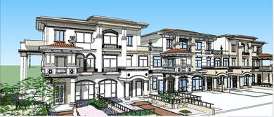 精品西班牙风格古典欧式住宅建筑别墅 带庭院的SU模型设计图详解
